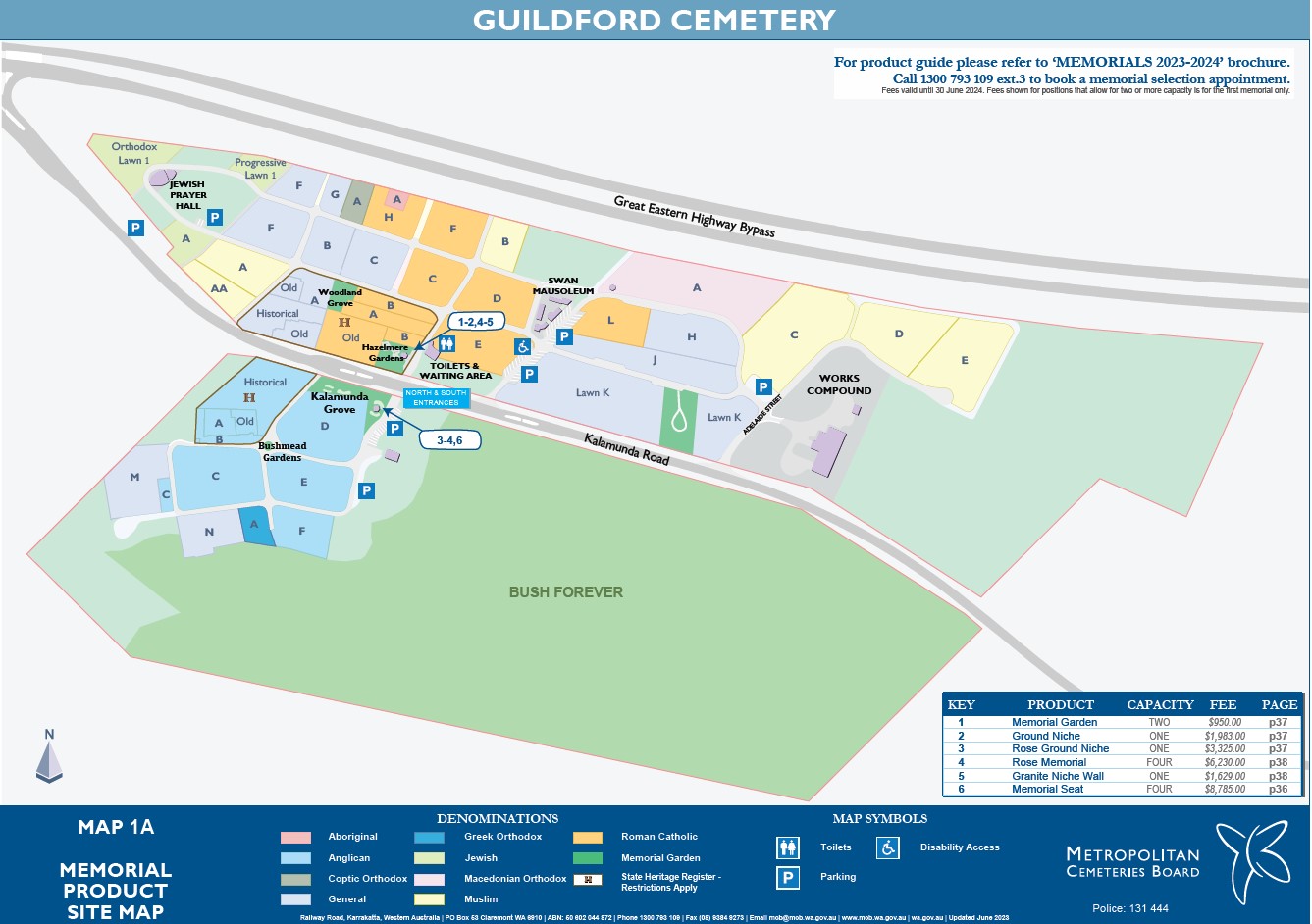 Map 1A Memorial Products Guildford Cemetery