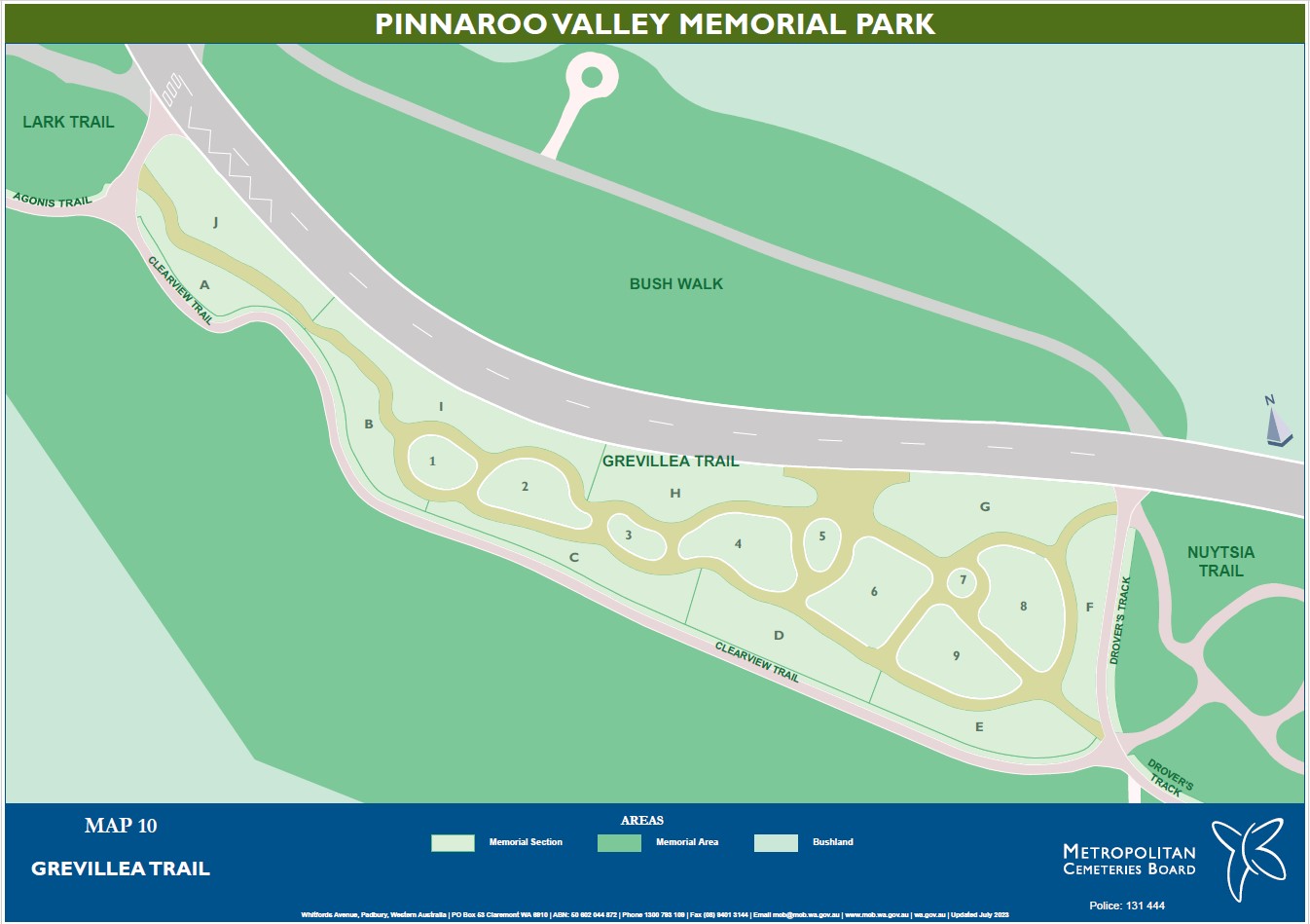 Map 10 Grevillea Trail Pinnaroo Valley Memorial Park