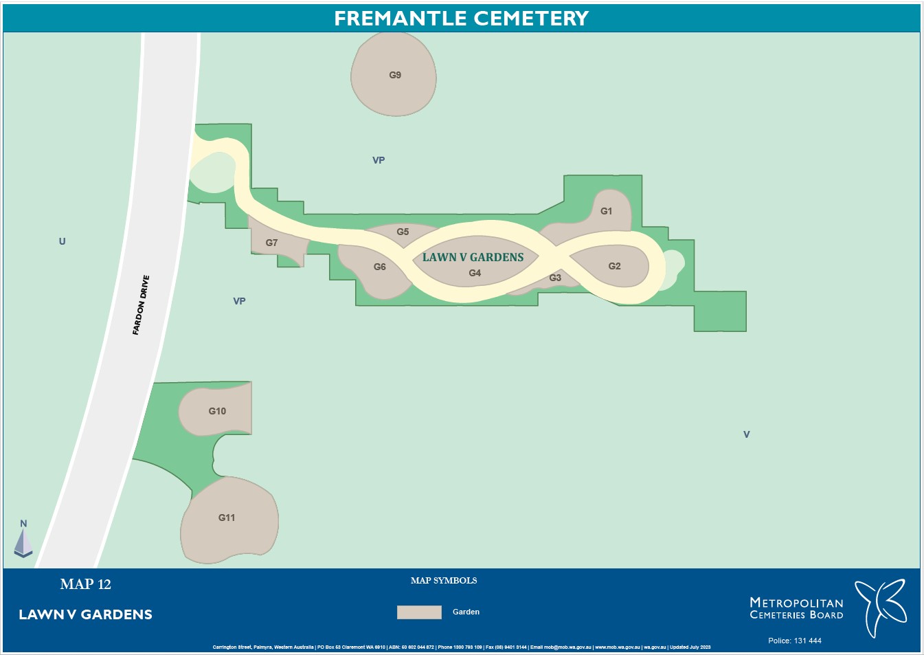 Map 12 Lawn V Gardens Fremantle Cemetery