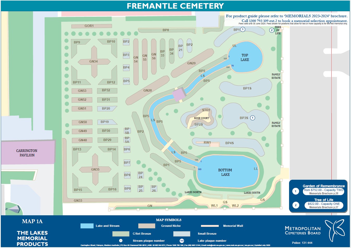 Map 1A The Lakes Memorial Products Map Fremantle Cemetery