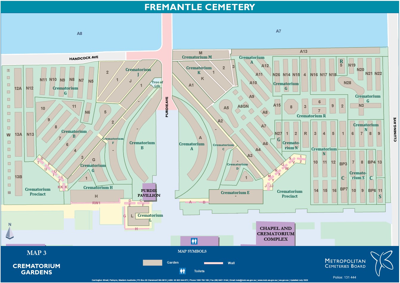 Map 3 Crematorium Rose Gardens Fremantle Cemetery