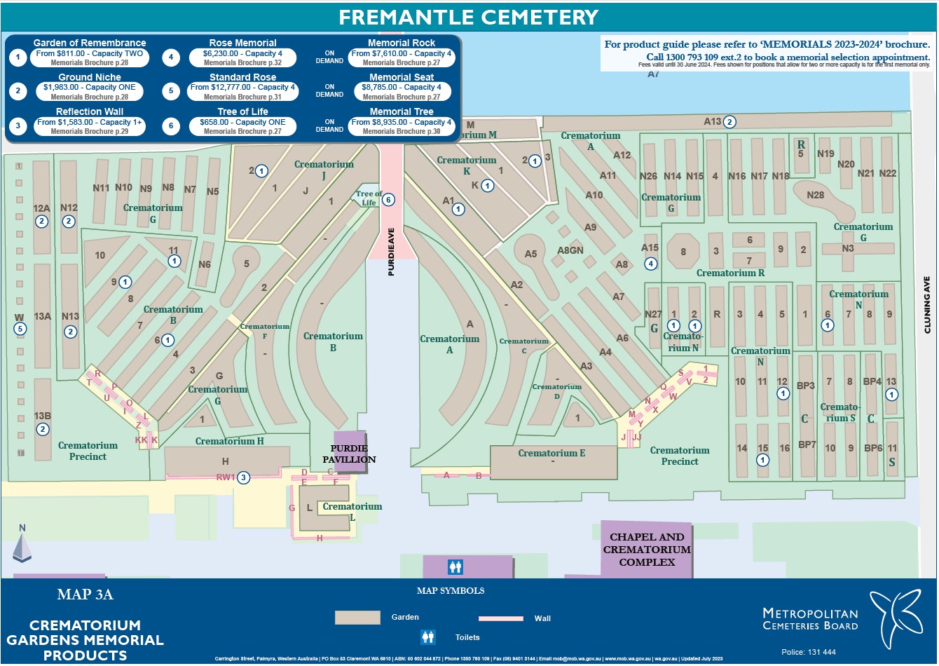 Map 3A Crematorium Rose Gardens Memorial Products Fremantle Cemetery