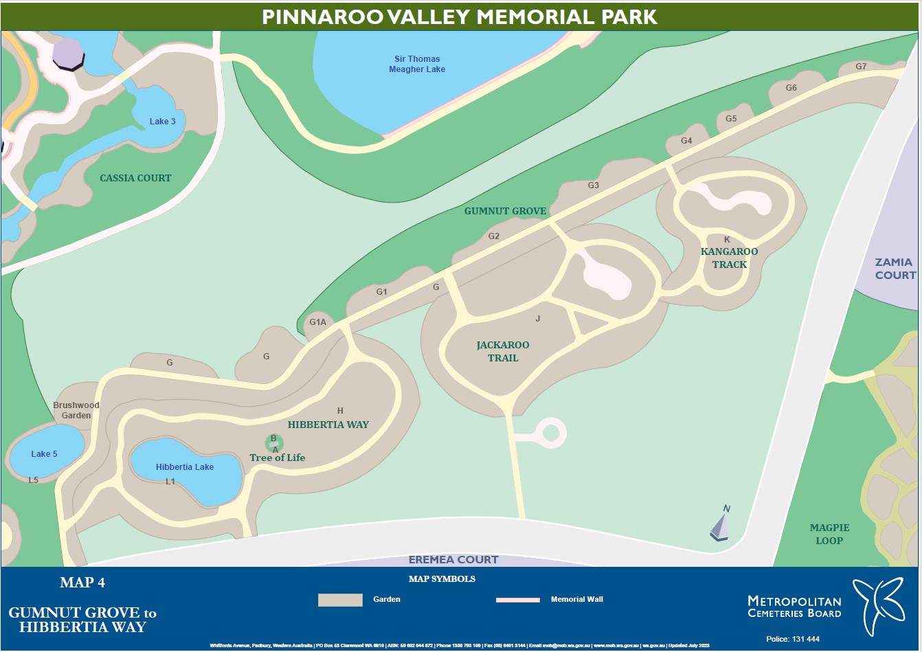 Map 4 Gumnut Grove to Hibbertia Way Pinnaroo Valley Memorial Park
