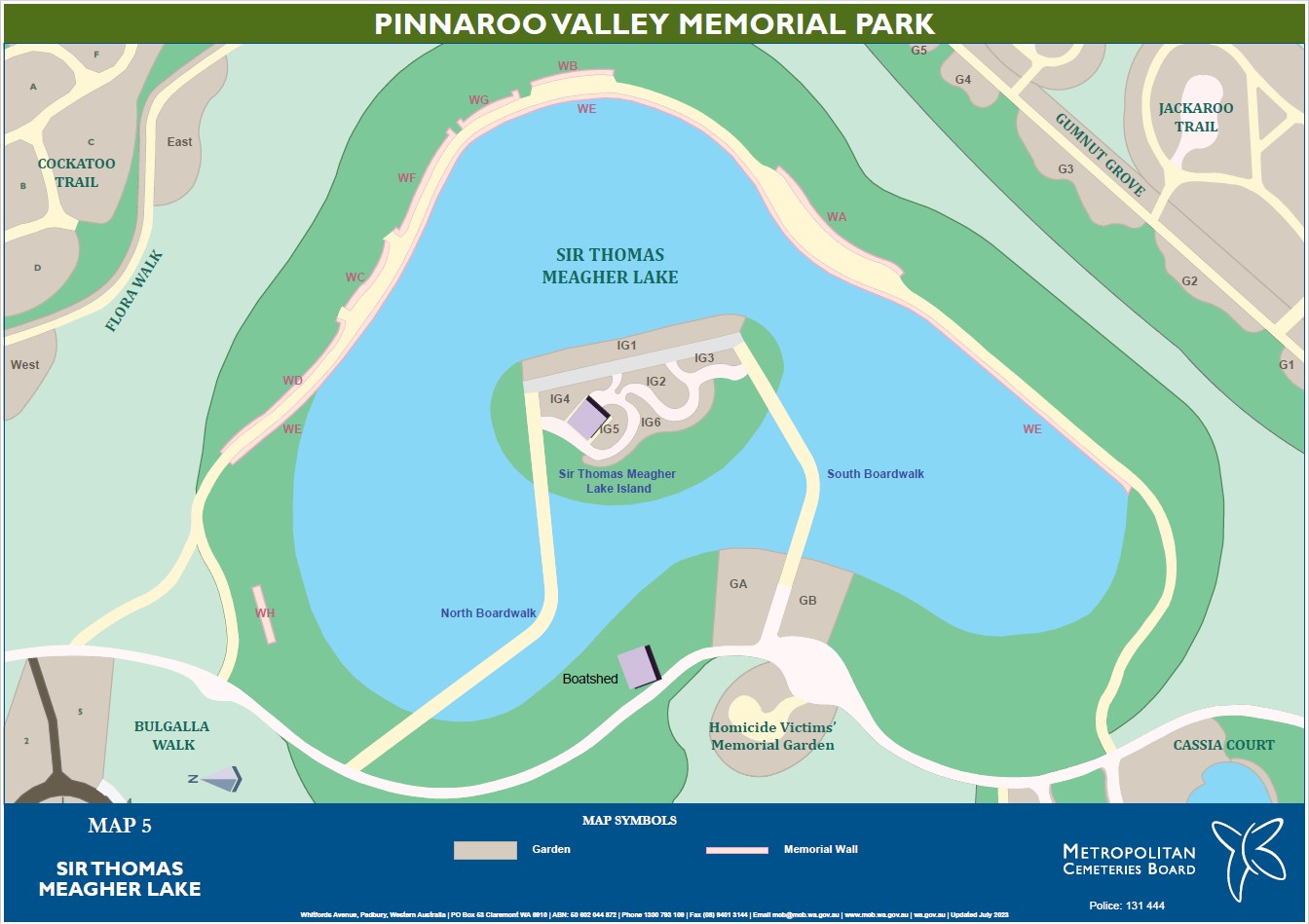 Map 5 Sir Thomas Meagher Lake Pinnaroo Valley Memorial Park