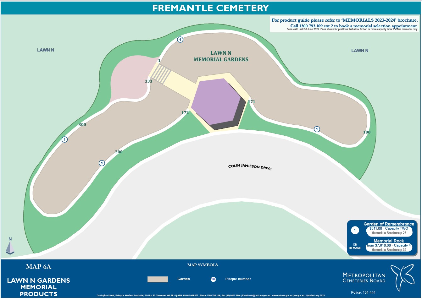 Map 6A :awn N Gardens Memorial Products Fremantle Cemetery
