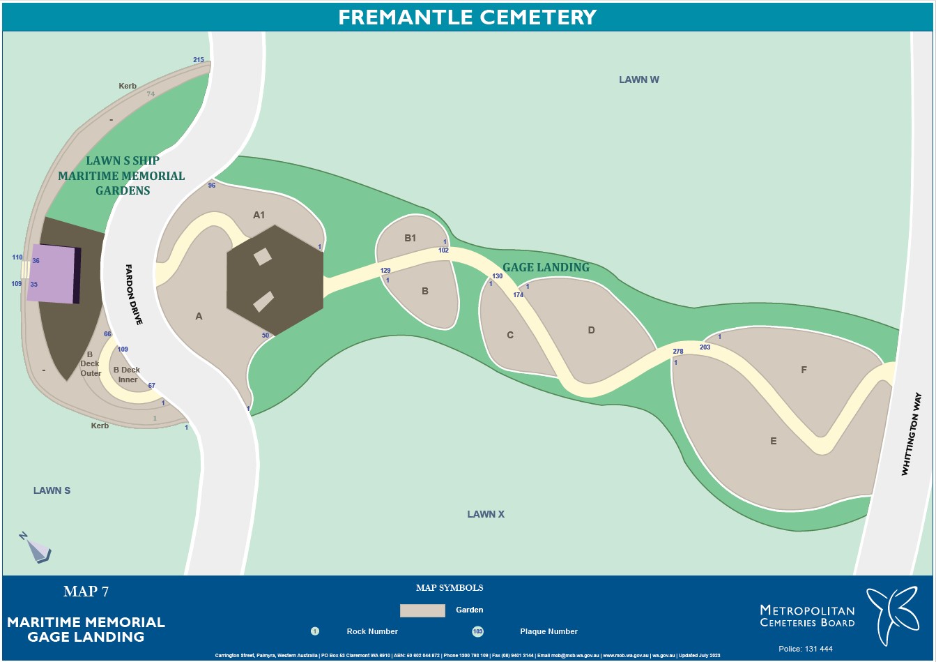 Map 7 Maritime Memorial Gage Landing Fremantle Cemetery