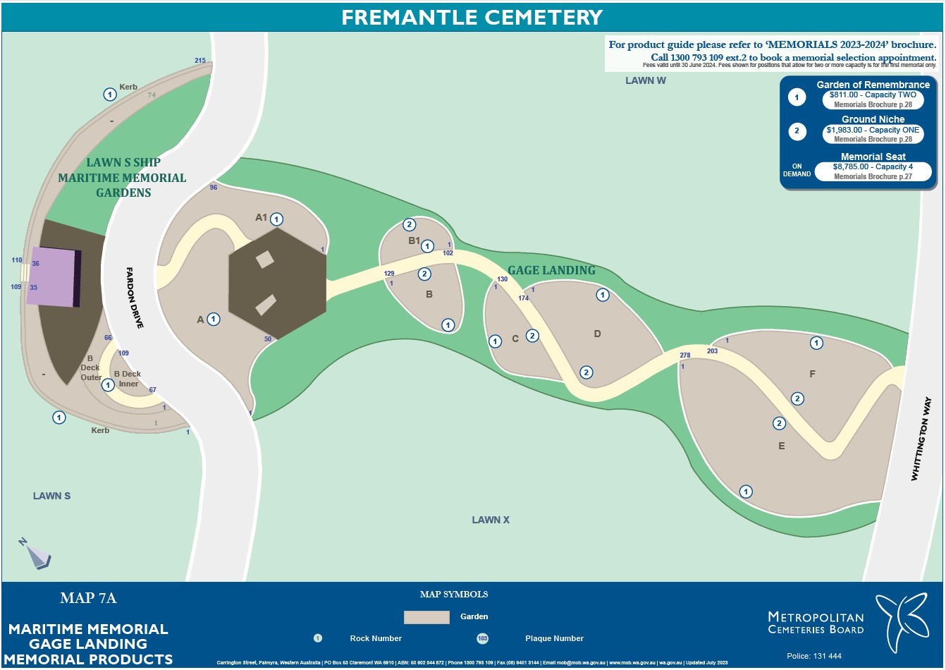 Map 7A Maritime Memorial Gage Landing Memorial Products Fremantle Cemetery