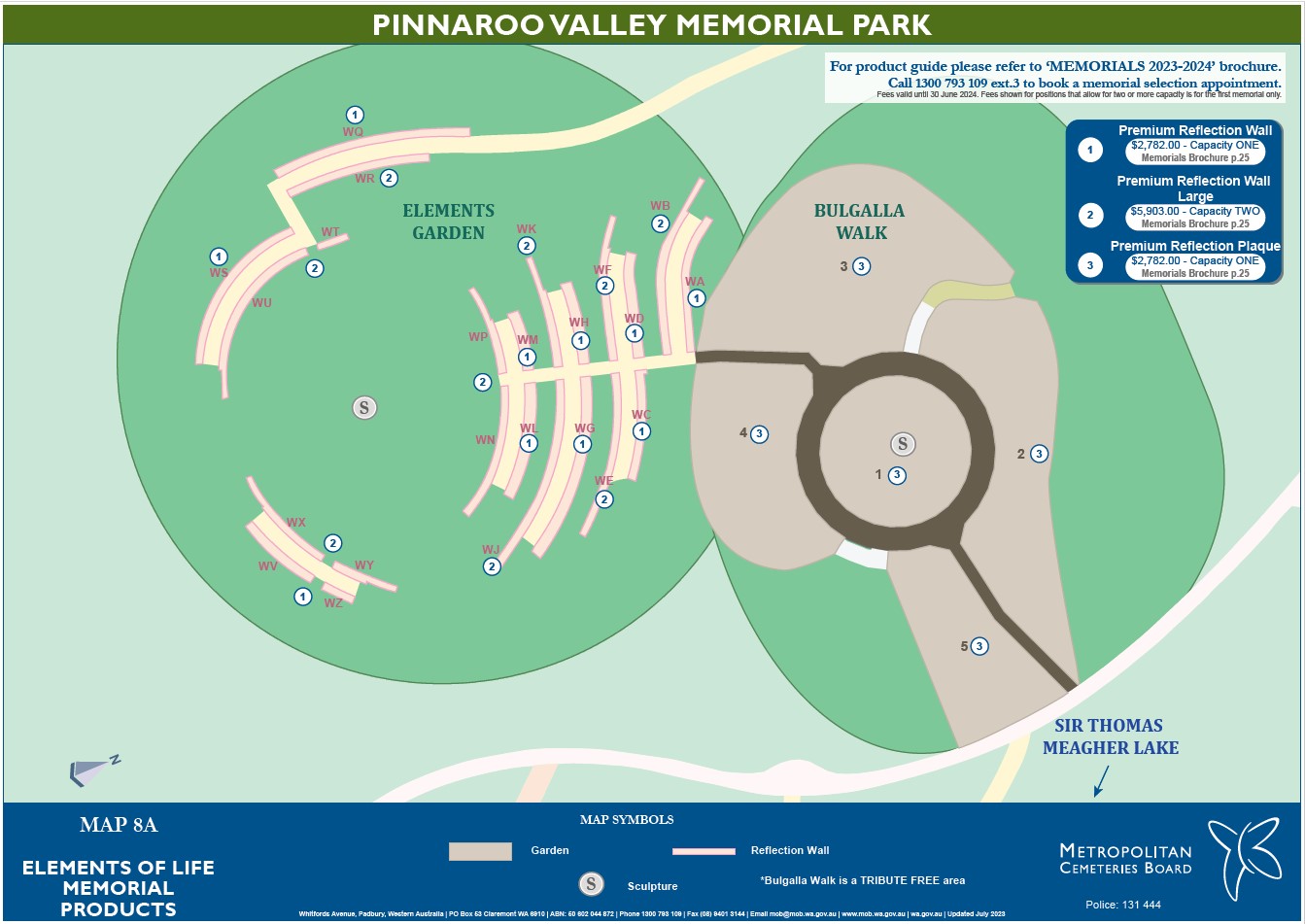 Map 8A Elements Memorial Gardens Memorial Products Pinnaroo Valley Memorial Park