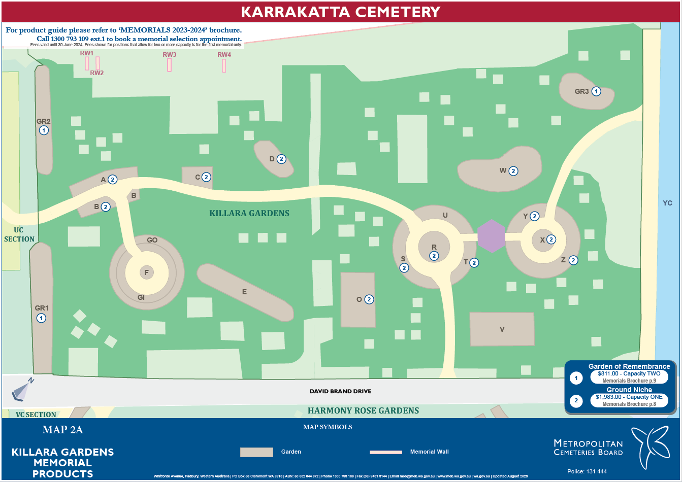 Map 2A Killara Gardens memorial Products