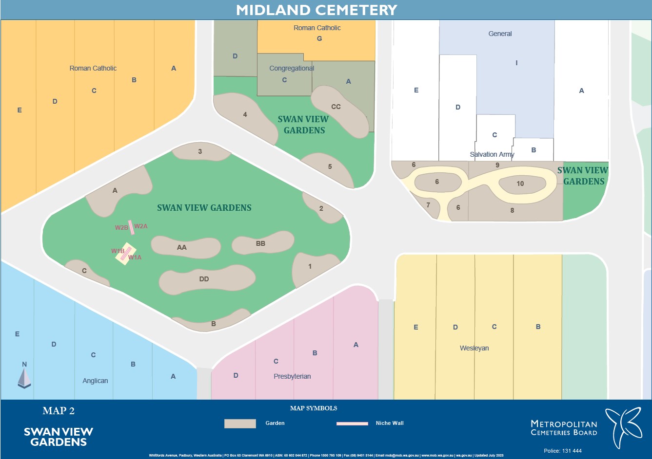 Map 2 Swan View Gardens Midland Cemetery